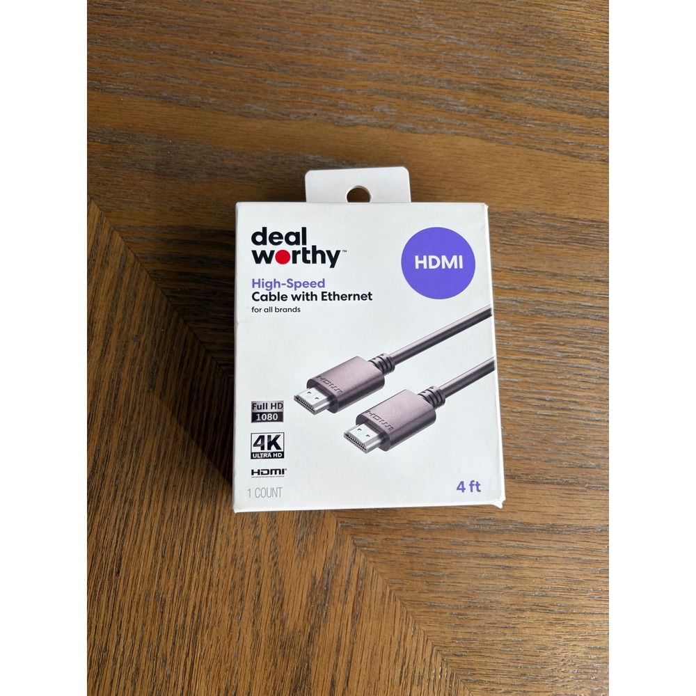 Deal Worthy High Speed HDMI Cable with Ethernet 4ft Black 4K Ultra HD 1080p